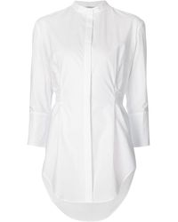Protagonist Back Tie Band Collar Shirt - White