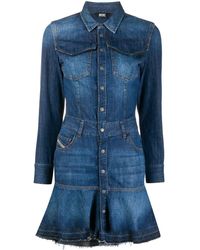 diesel denim shirt dress with skirt overlay