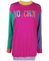 Moschino - Logo-Intarsia Sweater Dress - Lyst
