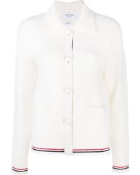 Thom Browne - Rwb Stripe-Detailing Waffle-Knit Cardigan - Lyst