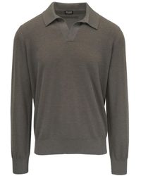 ZEGNA - Fine-Knit Polo-Collar Sweater - Lyst