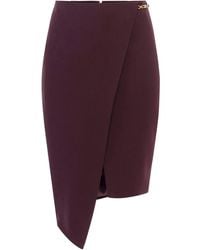 Elisabetta Franchi - Asymmetrical Bordeaux Skirt With Wrap-Style Front - Lyst