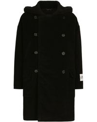 Dolce & Gabbana - Fustian Coat With Shearling Hood - Lyst