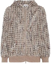 Brunello Cucinelli - Balloon Sequin-Embellished Zip-Up Cardigan - Lyst