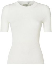 Fendi - Short-Sleeve Cotton Sweater - Lyst