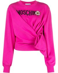 Moschino - Logo-print Draped-detail Sweatshirt - Lyst
