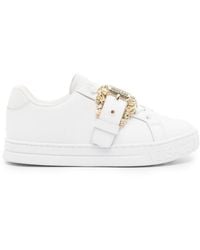 Versace - Logo-buckle Leather Sneakers - Lyst