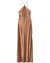 STAUD - Robe Longue Cadene À Effet Satiné Et Bretelles Ornées De Perles - Lyst