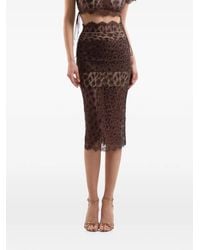 IMROSKA - Leopard-Pattern Lace Midi Skirt - Lyst