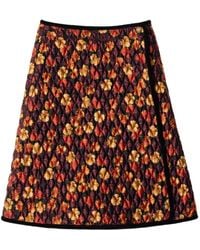 Burberry - Floral-Print Quilted Skirt - Lyst