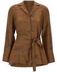 Max Mara - Abituro Landscape-Print V-Neck Shirt - Lyst