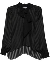 Parlor - Striped Pussy-Bow-Collar Blouse - Lyst