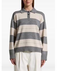 Peserico - Striped Polo-Collar Sweater - Lyst