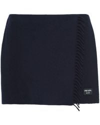 Prada - Minifalda de cachemir con flecos - Lyst