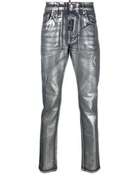 Philipp Plein - Metallic-Effect Straight-Leg Jeans - Lyst