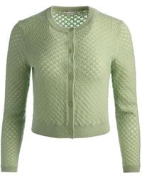 Alice + Olivia - Dollie Pointelle Cardigan - Lyst