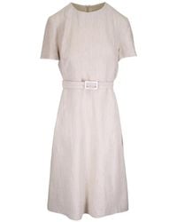 Kiton - Belted Short-Sleeve Midi Dress - Lyst
