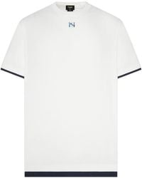 Fendi - Camiseta Con Logo Bordado Y Detalle De Capas - Lyst