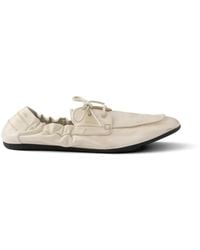 Prada - Shuffle Antiqued Leather Boat Shoes - Lyst