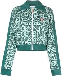 CASABLANCA - Monogram Cropped Cotton-Blend Track Top - Lyst