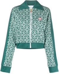 CASABLANCA - Monogram Cropped Cotton-Blend Track Top - Lyst