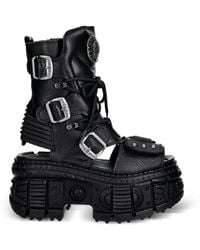 New Rock - Buckle-Fastening Platform Sandals - Lyst