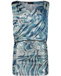 Alberta Ferretti - Abstract-Print Draped Mini Dress - Lyst