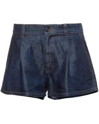 Miu Miu - Denim Pleated Shorts - Lyst