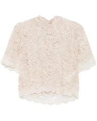 Imperial - Lace-Overlay Bow-Detail Top - Lyst