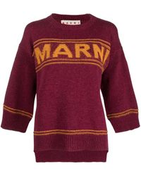 Marni - Intarsia-Logo Virgin-Wool Sweater - Lyst