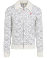 CASABLANCA - Logo-Pattern Zip-Fastening Cardigan - Lyst