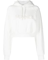 Sunnei - Cropped Logo-Print Cotton Hoodie - Lyst