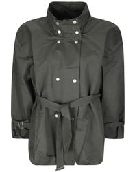 LA PISCINE - Belted Double-Breasted Jacket - Lyst