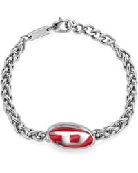 DIESEL - Enamel And Stainless Steel Chain Bracelet - Lyst