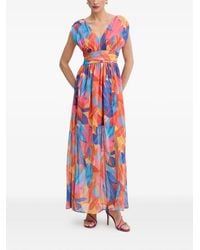 Morgan - V-Neck Floral-Print Maxi Dress - Lyst