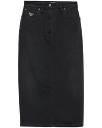 Prada - スリット デニムスカート - Lyst