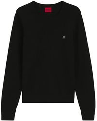 HUGO - Setallo Pullover Aus Gestricktem Piqué Mit Metallic-Logo - Lyst