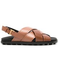 Tod's - Strappy Slingback Leather Sandals - Lyst