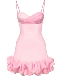 POST MERIDIEM - Draped Ruffle Mini Dress - Lyst