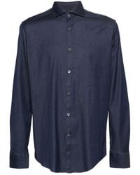 Canali - Spread-collar Chambray Shirt - Lyst