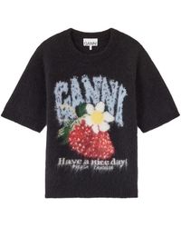 Ganni - Brushed Short-Sleeve Sweater - Lyst