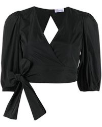 RED Valentino - V-neck Cropped Wrap Blouse - Lyst