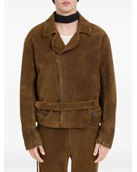 MM6 by Maison Margiela - Belted Asymmetrical-Zip Leather Jacket - Lyst
