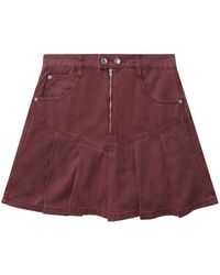 Izzue - Pleated Denim Miniskirt - Lyst
