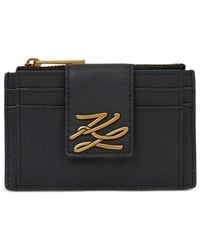 KARL LAGERFELD - Logo-Plaque Zip Cardholder - Lyst