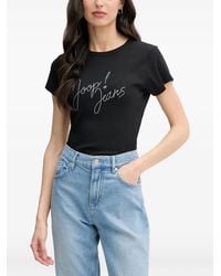 Joop! - Tineta Rhinestone-Logo Ribbed T-Shirt - Lyst