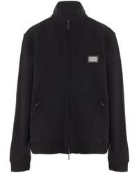 Emporio Armani - Logo-Plaque Zip-Up Sweater - Lyst