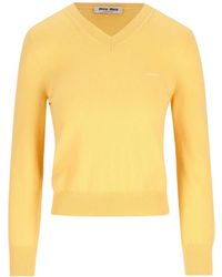 Miu Miu - V-Neck Wool Cardigan - Lyst