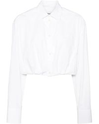 MSGM - Embroidered Cropped Shirt - Lyst
