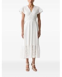 Morgan - Broderie-Anglaise Tiered Midi Dress - Lyst